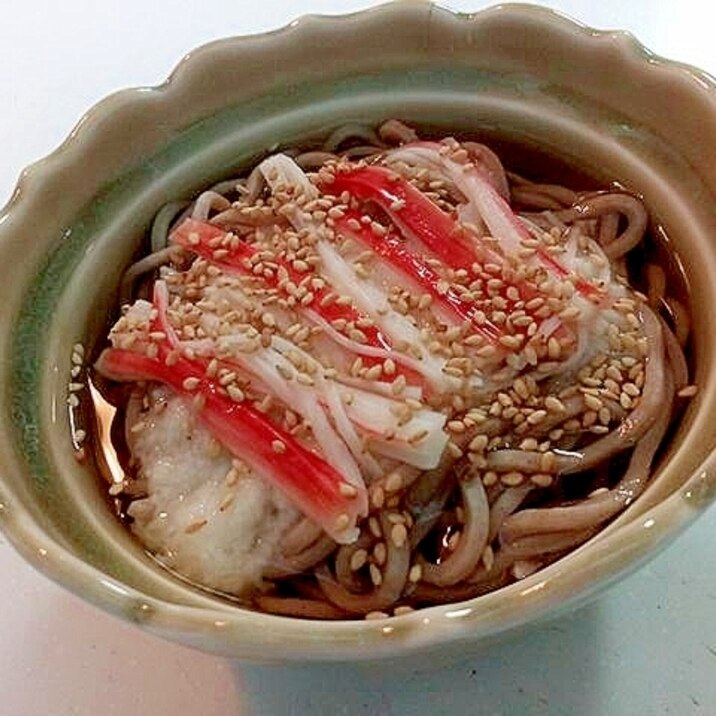 長芋とかにかまと白ごまのお蕎麦